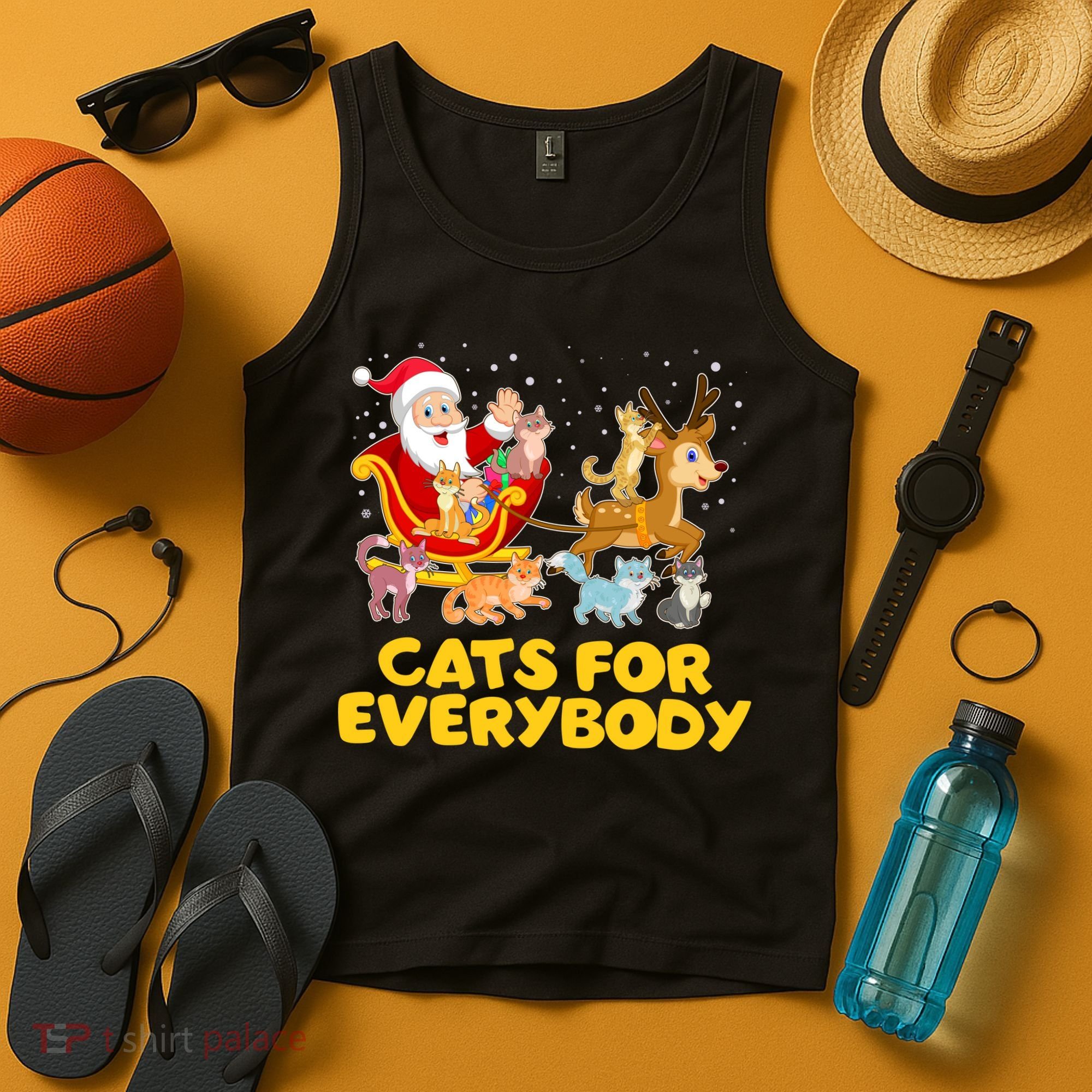 Funny Christmas Santa Claus Cats For Everybody Tank Top