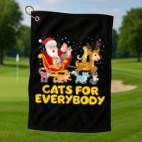 Funny Christmas Santa Claus Cats For Everybody Golf Towel thumb 1