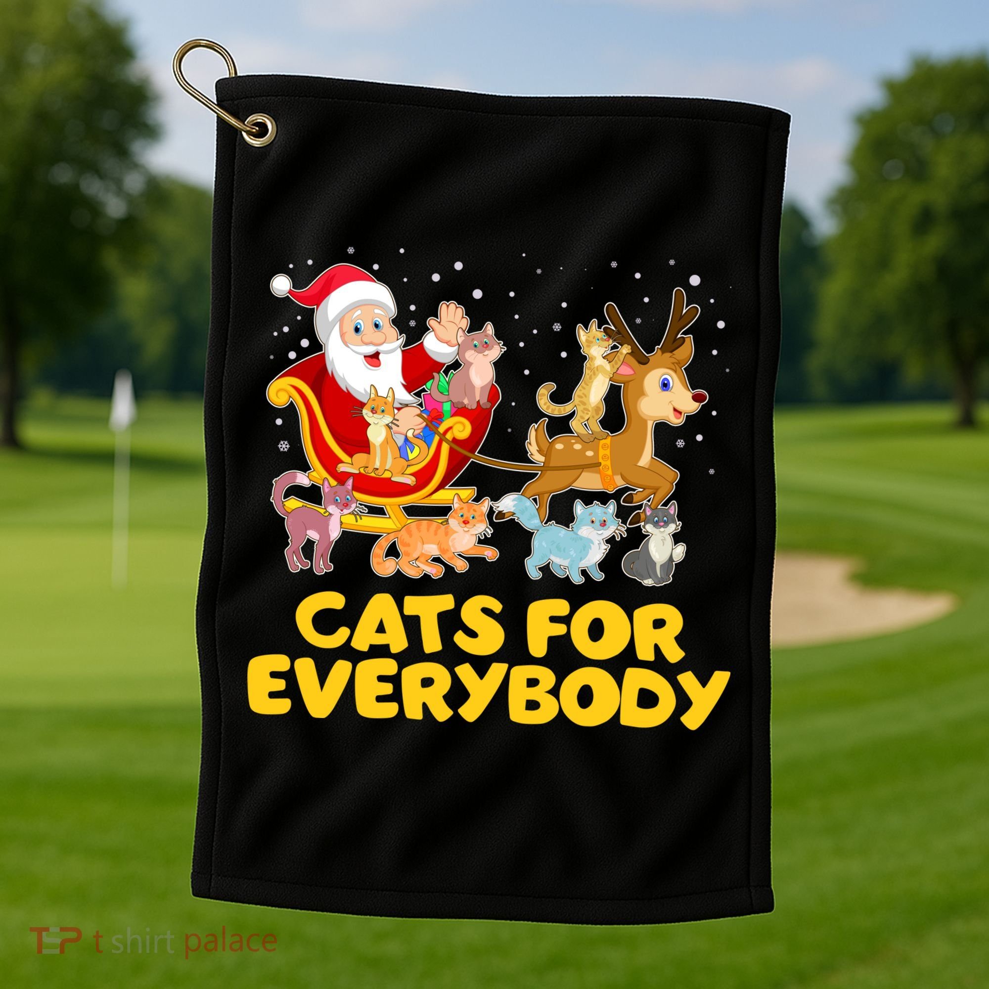 Funny Christmas Santa Claus Cats For Everybody Golf Towel