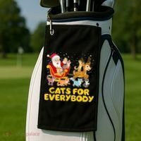 Funny Christmas Santa Claus Cats For Everybody Golf Towel thumb 2