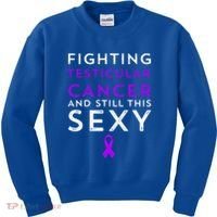 Fighting Cancer Still This Sexy Testicular Cancer Awareness Cute Gift Kids Sweatshirt thumb 0