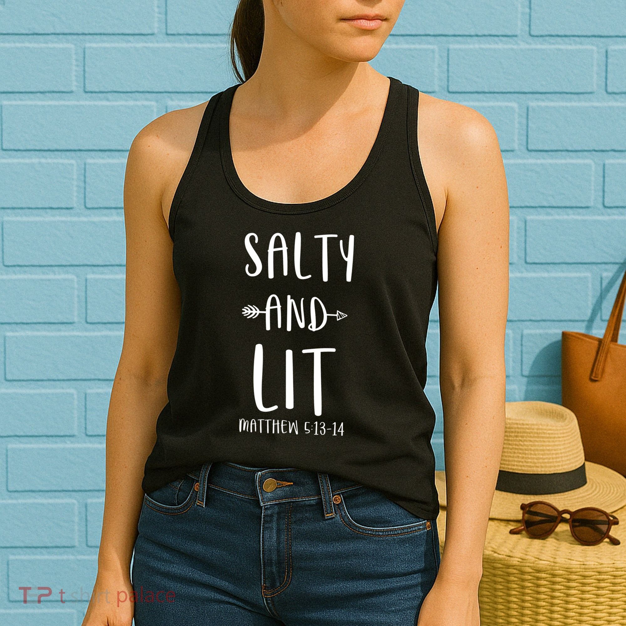 Funny Christian Salty And Lit Cool Gift Bible Matthew Women's Tank Top