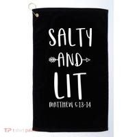 Funny Christian Salty And Lit Cool Gift Bible Matthew Golf Towel thumb 0