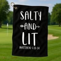 Funny Christian Salty And Lit Cool Gift Bible Matthew Golf Towel thumb 1