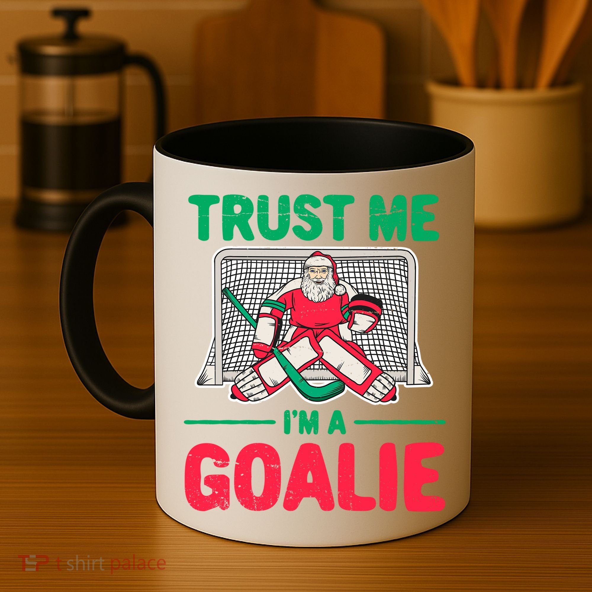 Funny Christmas Santa Ice Hockey Goaltender Goalie Meaningful Gift Coffee Mug