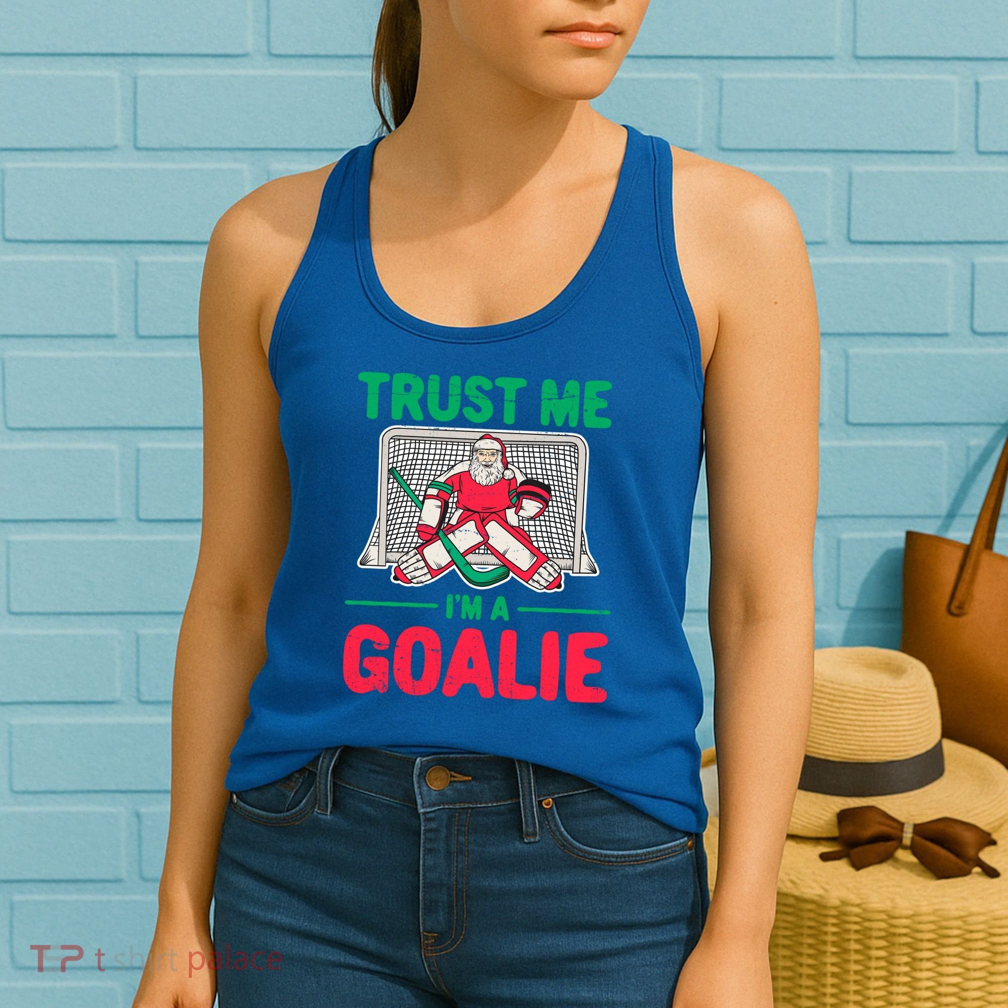 Funny Christmas Santa Ice Hockey Goaltender Goalie Meaningful Gift Women's Tank Top