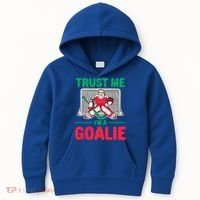 Funny Christmas Santa Ice Hockey Goaltender Goalie Meaningful Gift Kids Hoodie thumb 0