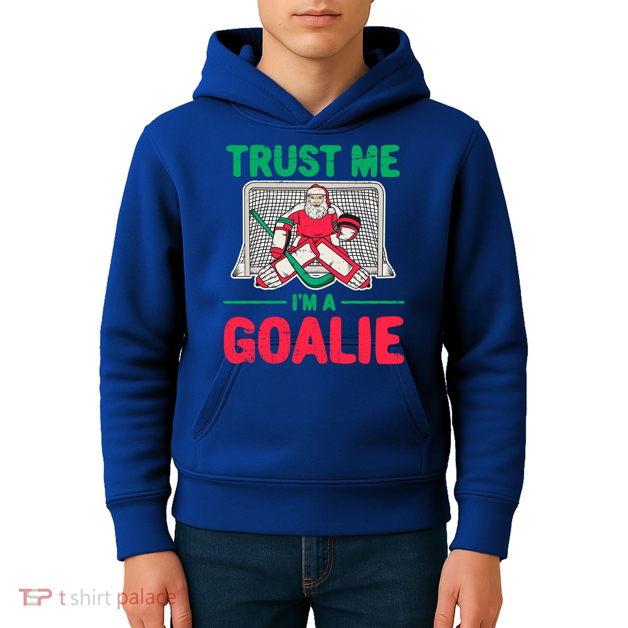 Funny Christmas Santa Ice Hockey Goaltender Goalie Meaningful Gift Kids Hoodie