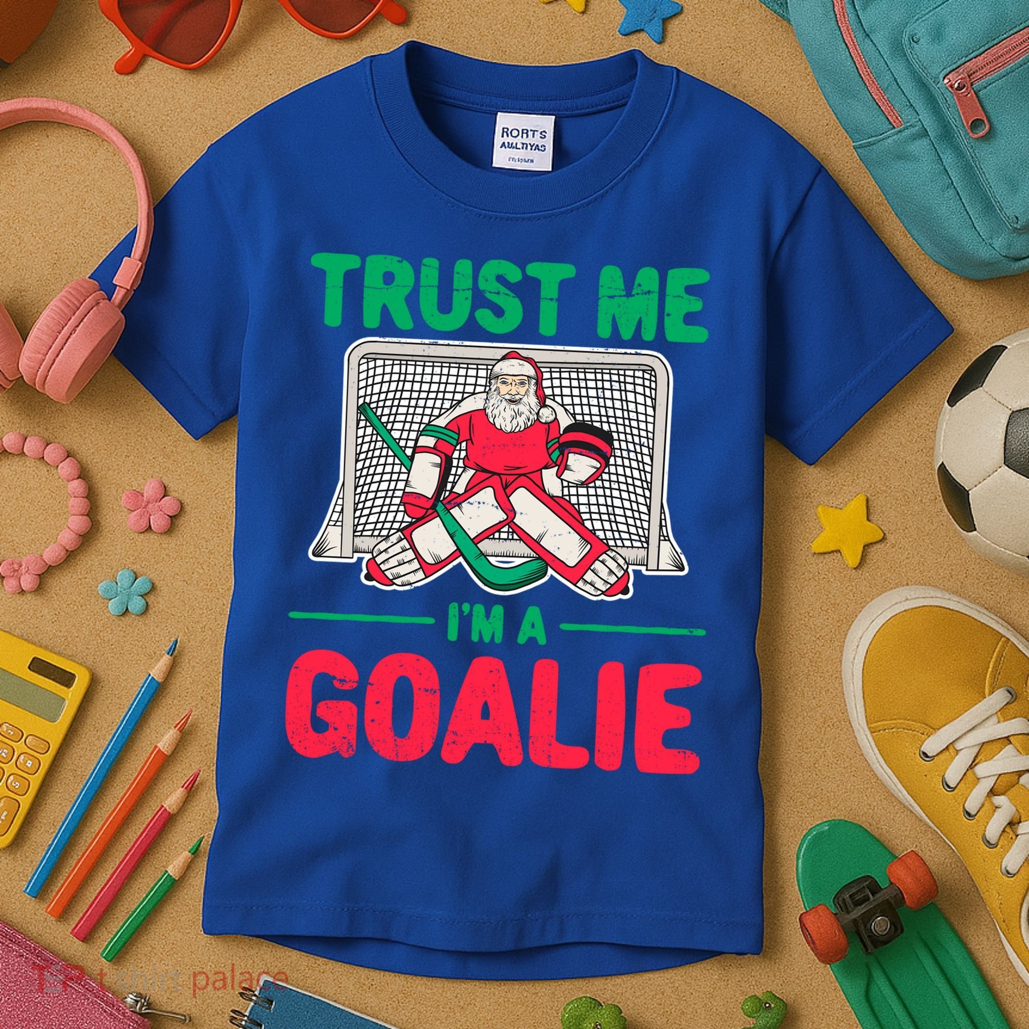 Funny Christmas Santa Ice Hockey Goaltender Goalie Meaningful Gift Kids T-Shirt