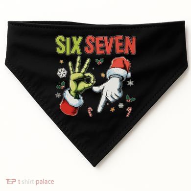 Funny Christmas Six Seven 67 Meme USA-Made Doggie Bandana