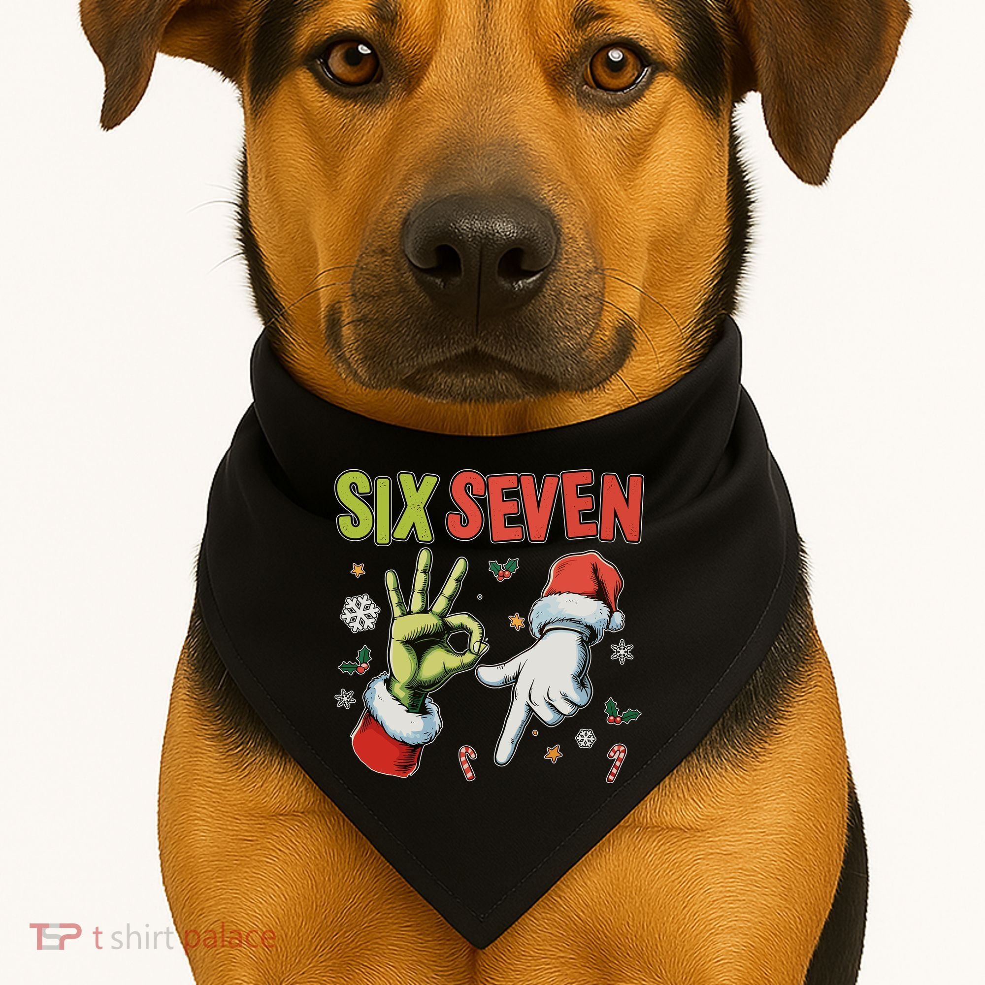 Funny Christmas Six Seven 67 Meme USA-Made Doggie Bandana