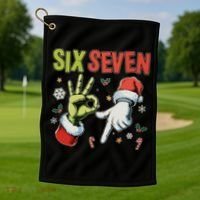 Funny Christmas Six Seven 67 Meme Golf Towel thumb 1