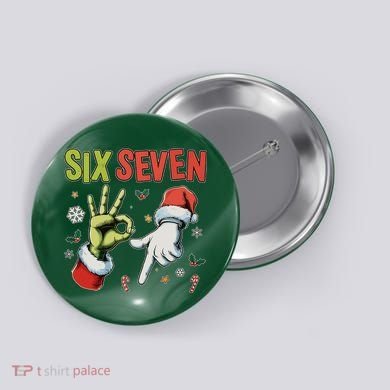 Funny Christmas Six Seven 67 Meme Button