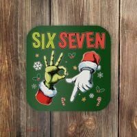 Funny Christmas Six Seven 67 Meme Coaster thumb 0