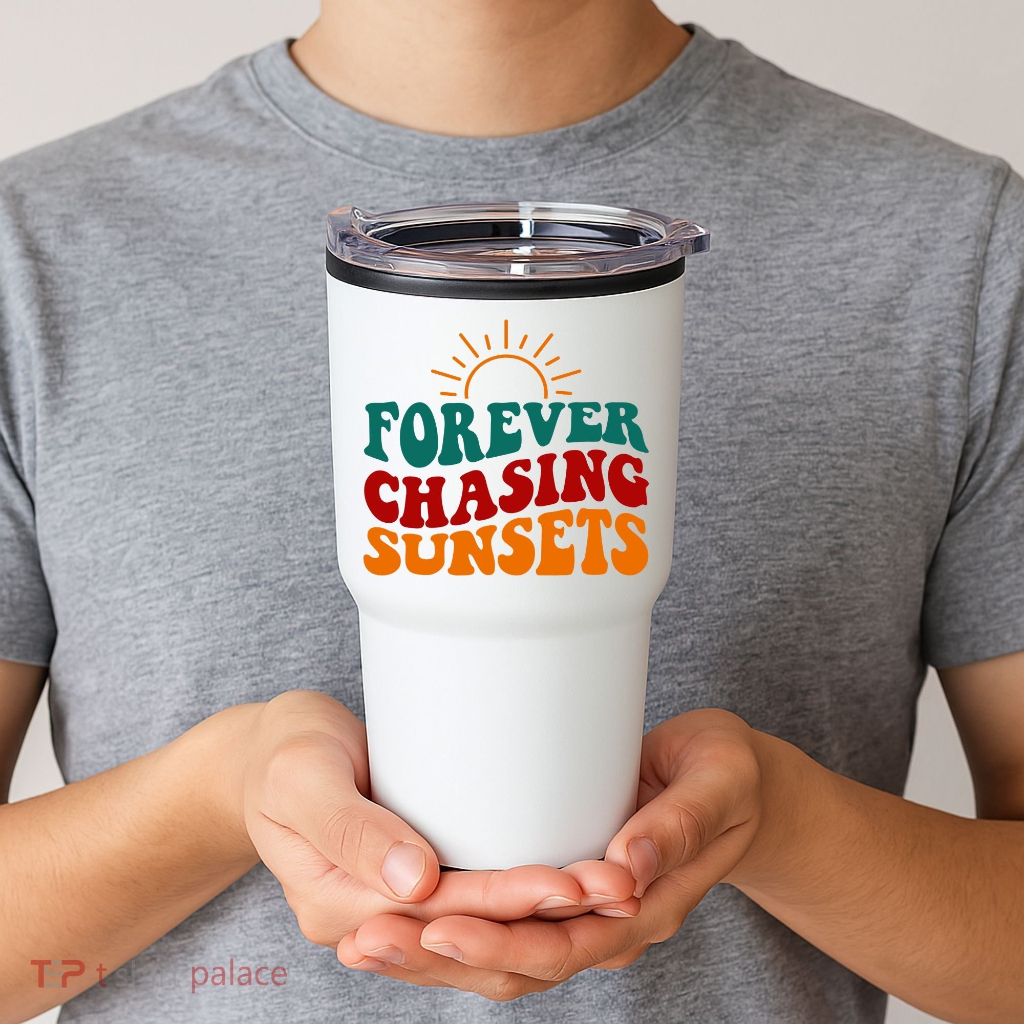 Forever Chasing Sunsets Cute Tumbler