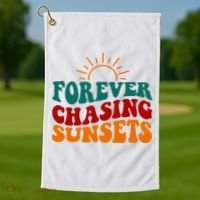 Forever Chasing Sunsets Cute Golf Towel thumb 1
