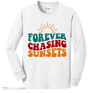 Forever Chasing Sunsets Cute Kids Long Sleeve Shirt
