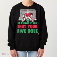 Funny Christmas Santa Ice Hockey Goaltender Goalie Gift Women's Sweatshirt thumb 0