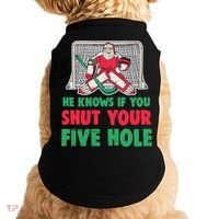 Funny Christmas Santa Ice Hockey Goaltender Goalie Gift Doggie Tank thumb 0