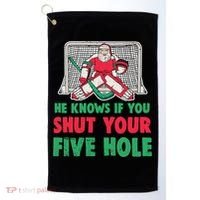 Funny Christmas Santa Ice Hockey Goaltender Goalie Gift Golf Towel thumb 0