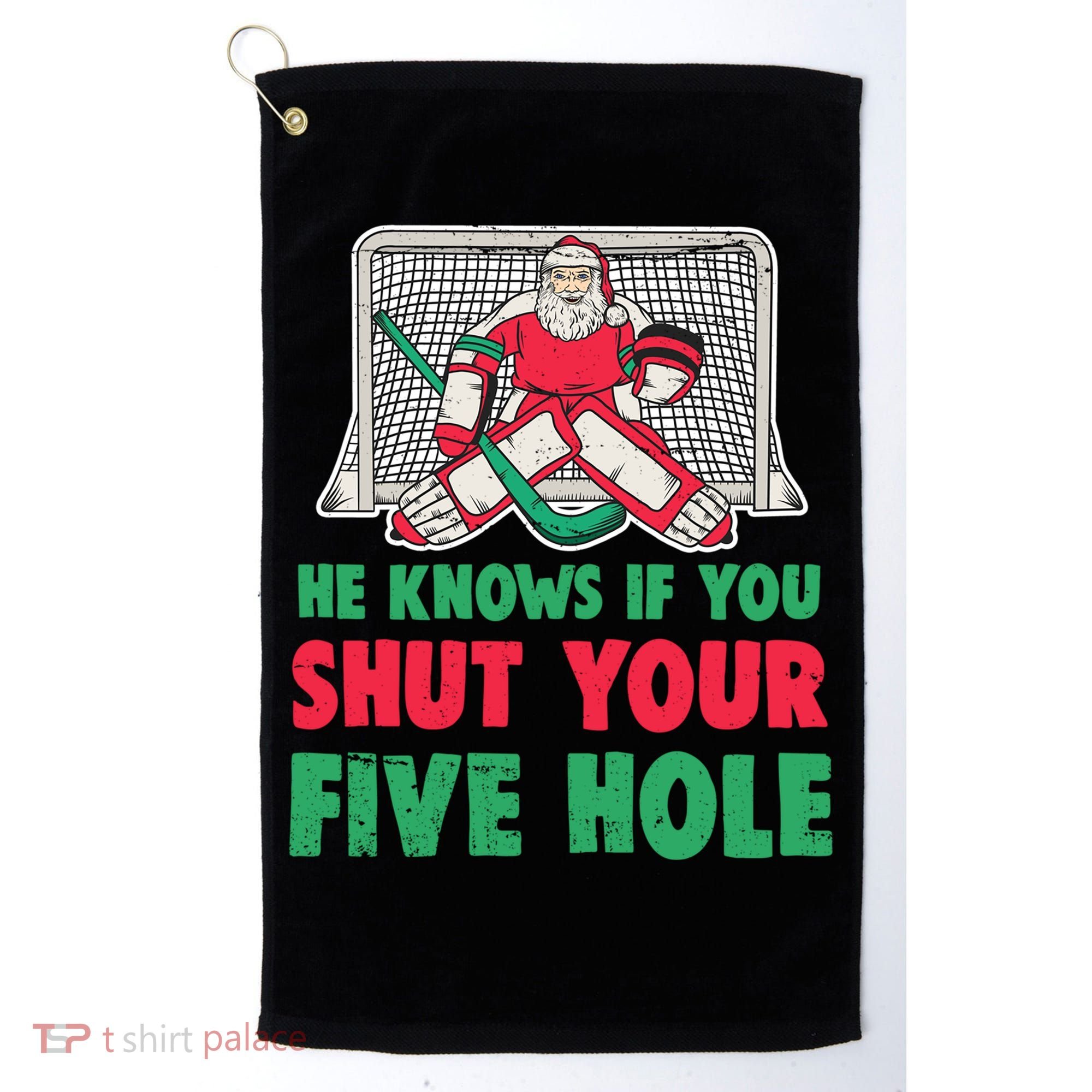 Funny Christmas Santa Ice Hockey Goaltender Goalie Gift Golf Towel