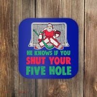 Funny Christmas Santa Ice Hockey Goaltender Goalie Gift Coaster thumb 0