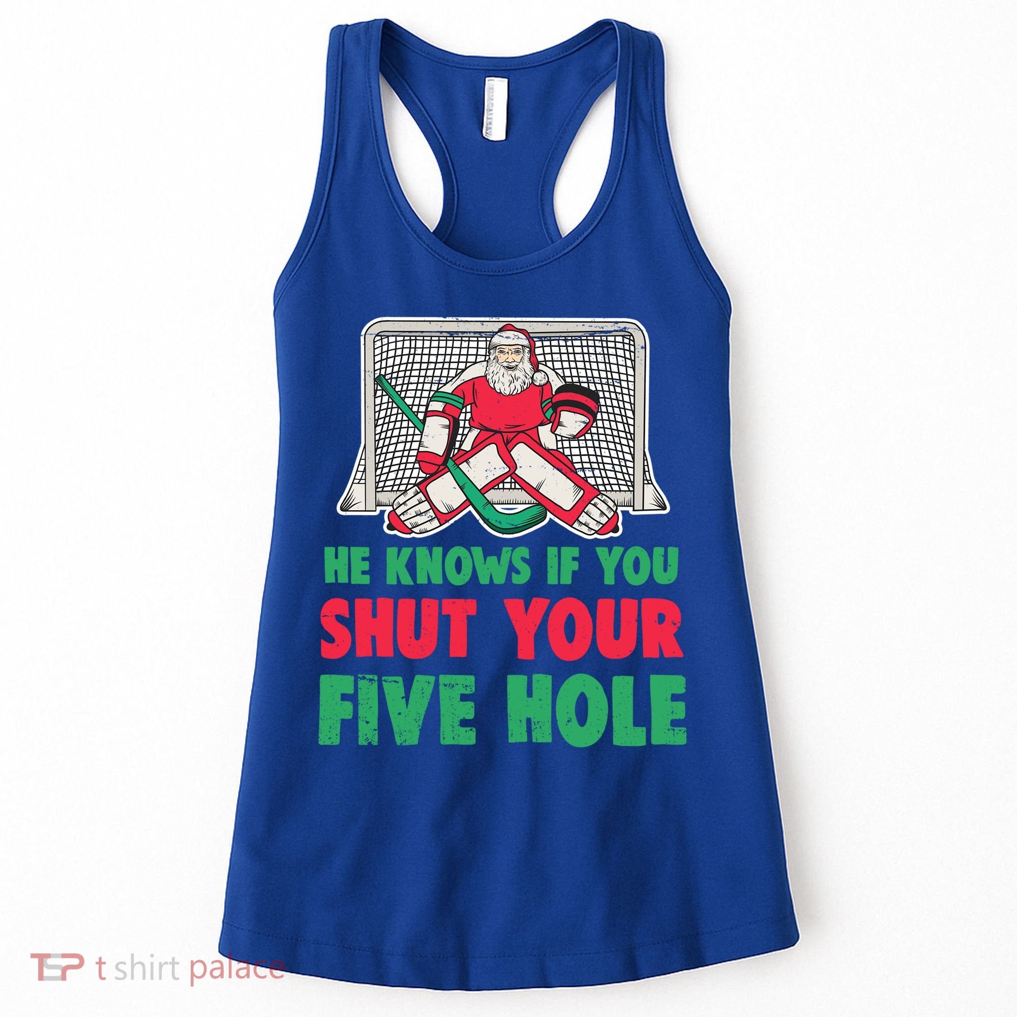 Funny Christmas Santa Ice Hockey Goaltender Goalie Gift Women's Tank Top