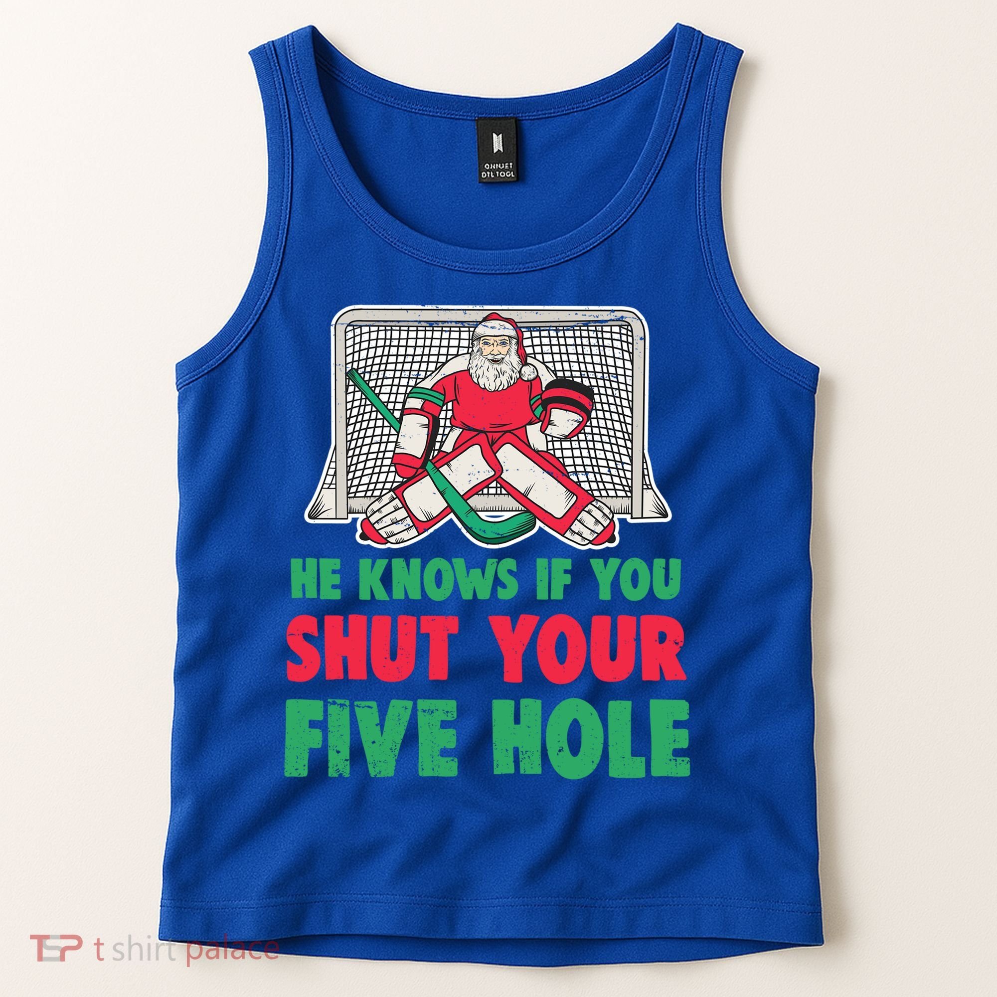 Funny Christmas Santa Ice Hockey Goaltender Goalie Gift Tank Top