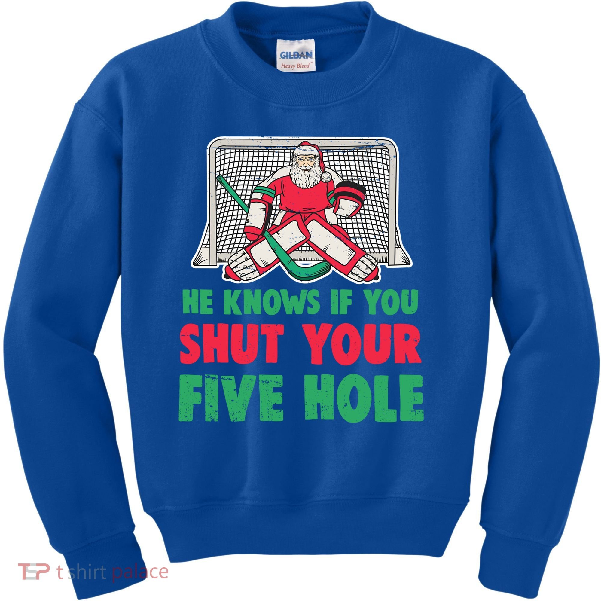 Funny Christmas Santa Ice Hockey Goaltender Goalie Gift Kids Sweatshirt