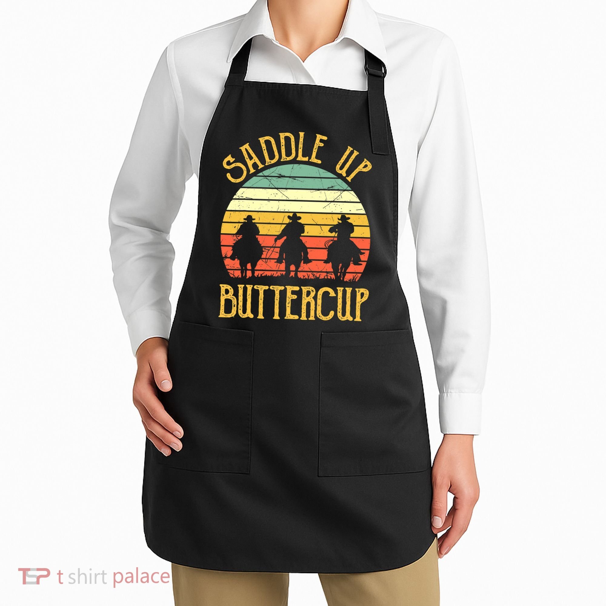Funny Cowgirl Southern Western Saddle Up Buttercup Apron