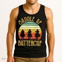 Funny Cowgirl Southern Western Saddle Up Buttercup Tank Top thumb 3