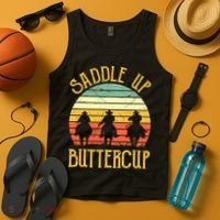 Funny Cowgirl Southern Western Saddle Up Buttercup Tank Top thumb 4