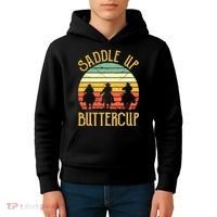 Funny Cowgirl Southern Western Saddle Up Buttercup Kids Hoodie thumb 4