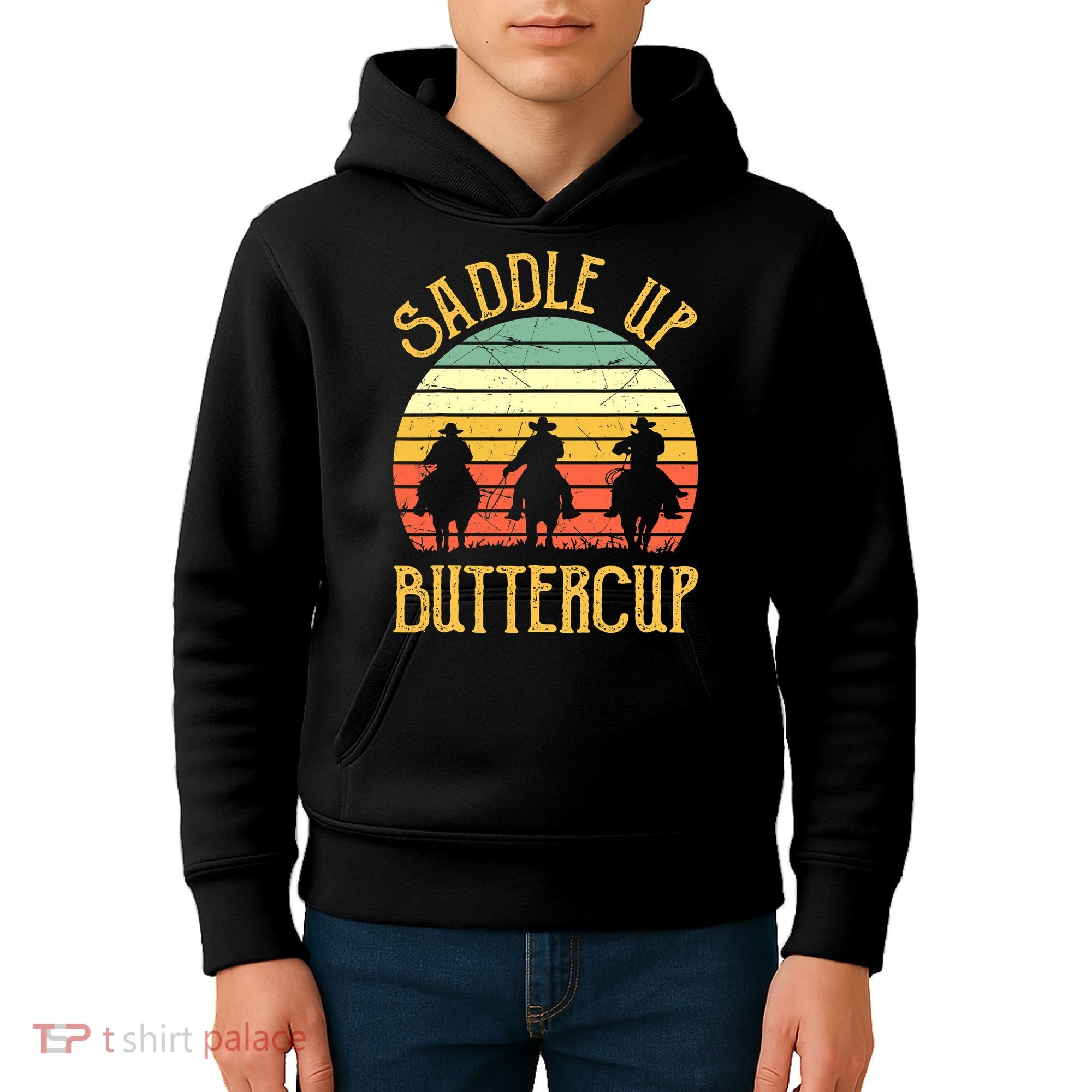 Funny Cowgirl Southern Western Saddle Up Buttercup Kids Hoodie