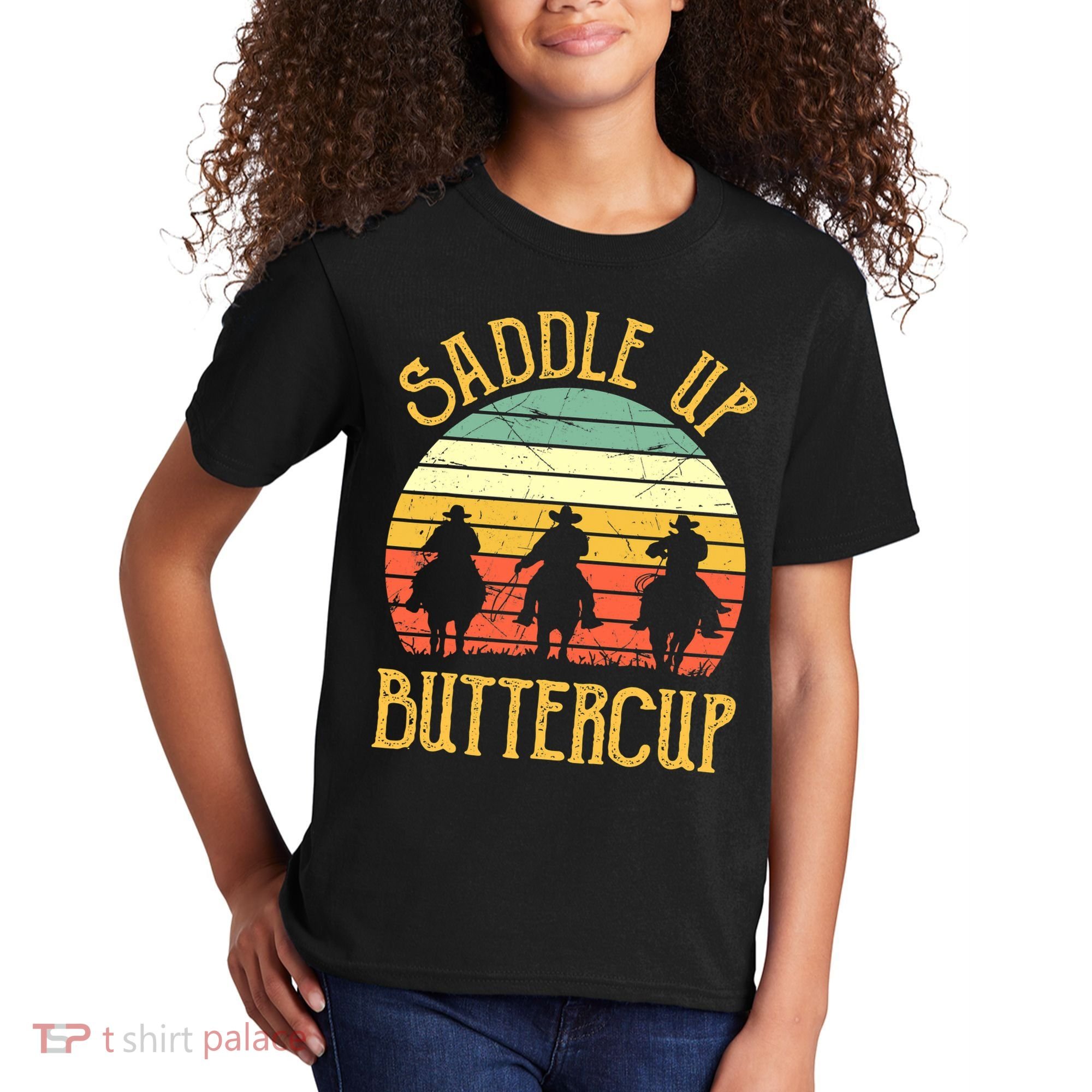 Funny Cowgirl Southern Western Saddle Up Buttercup Kids T-Shirt