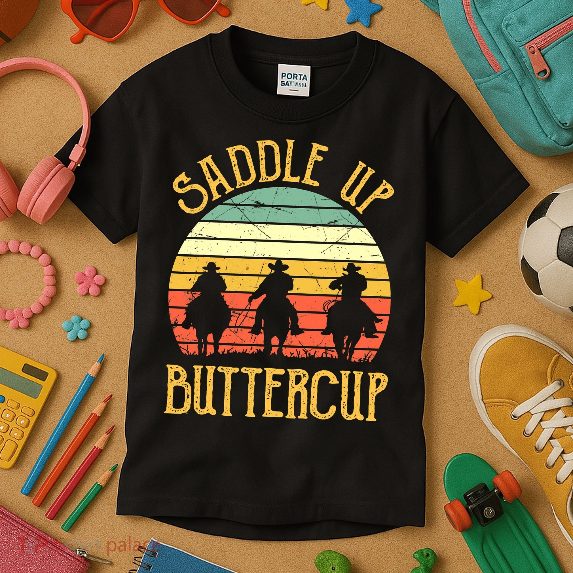 Funny Cowgirl Southern Western Saddle Up Buttercup Kids T-Shirt
