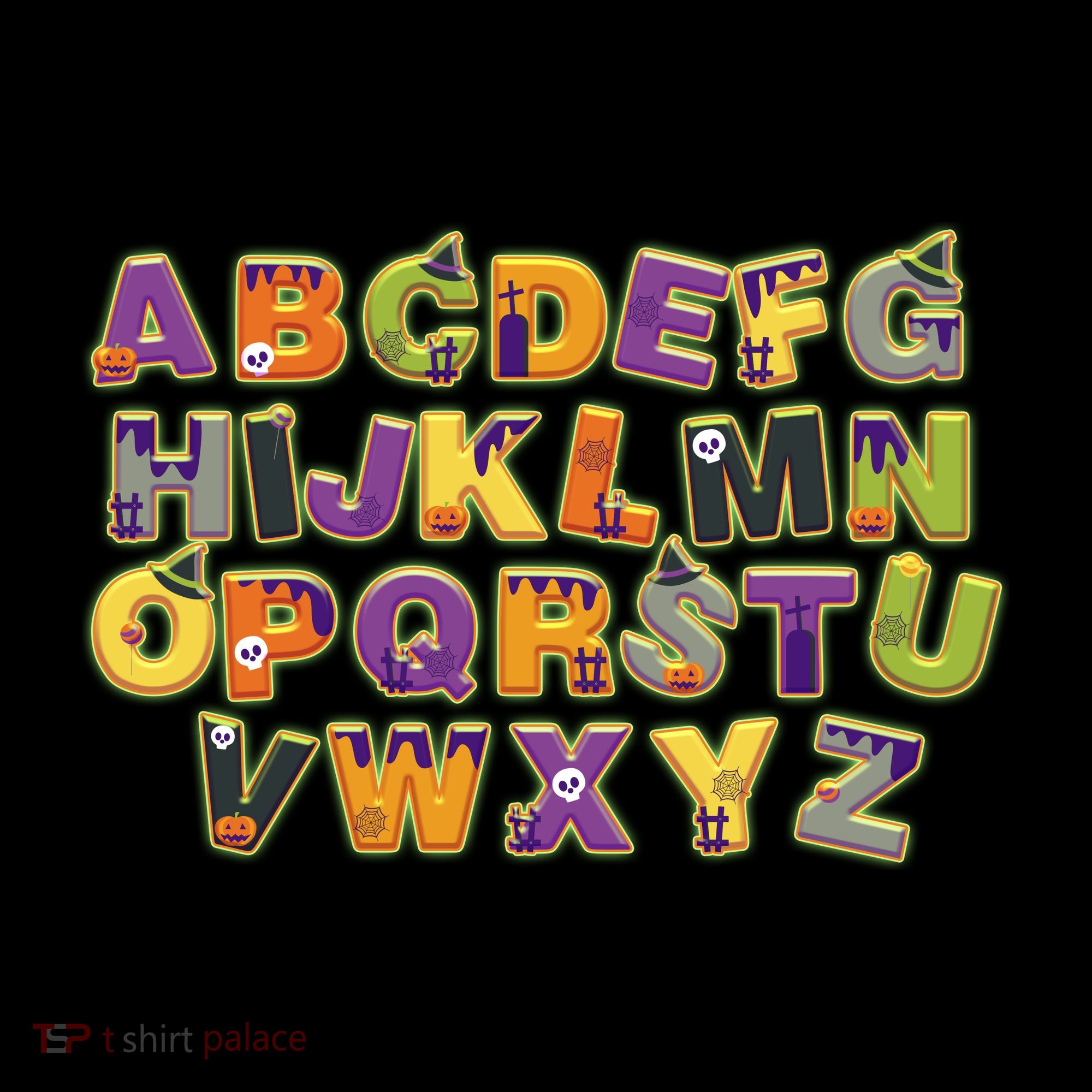 Funny Creepy Spooky Alphabet Letters Bucket Hat