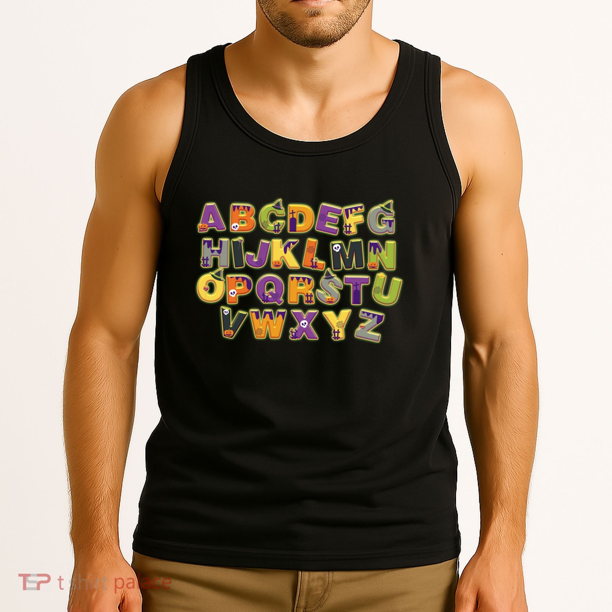 Funny Creepy Spooky Alphabet Letters Tank Top