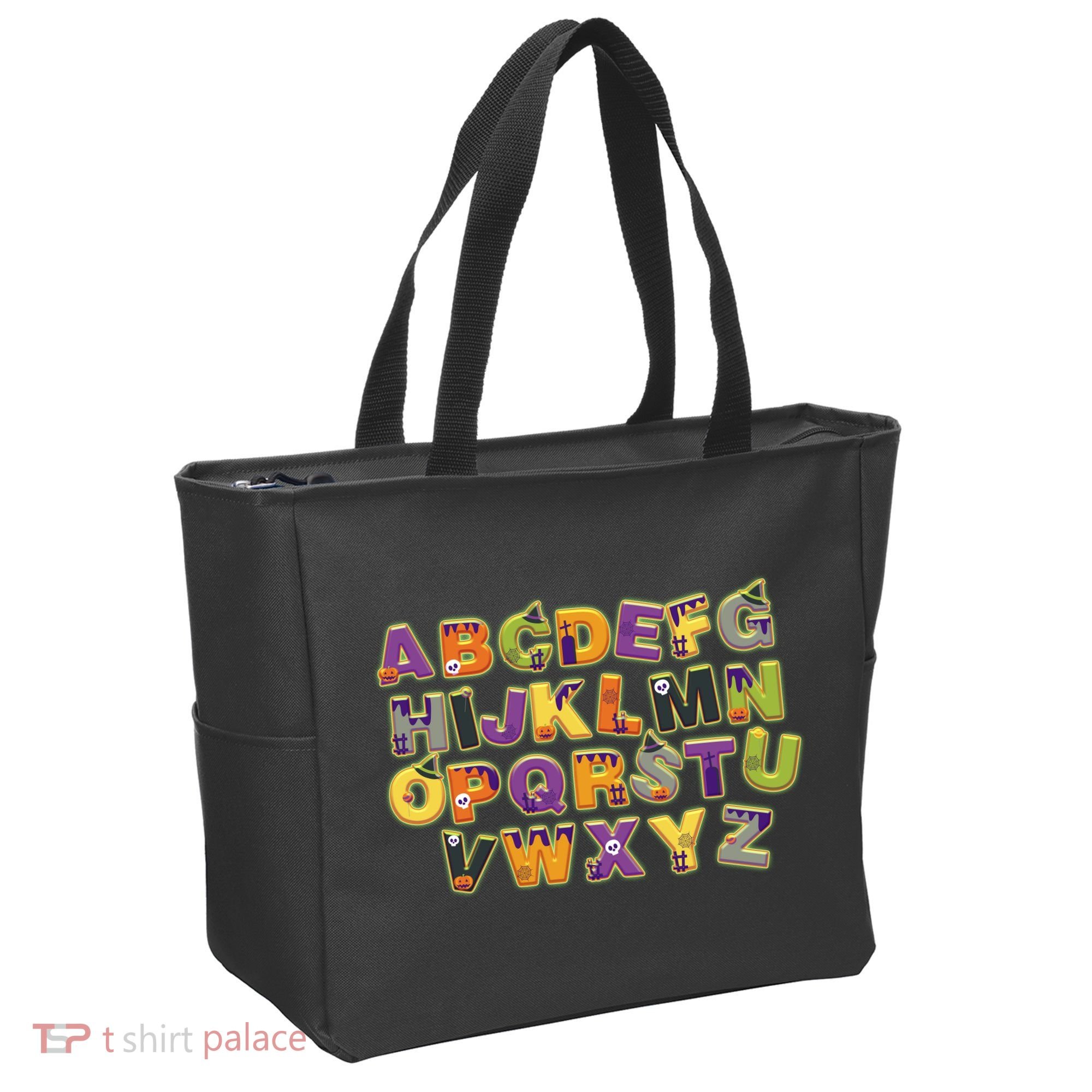 Funny Creepy Spooky Alphabet Letters Tote Bag