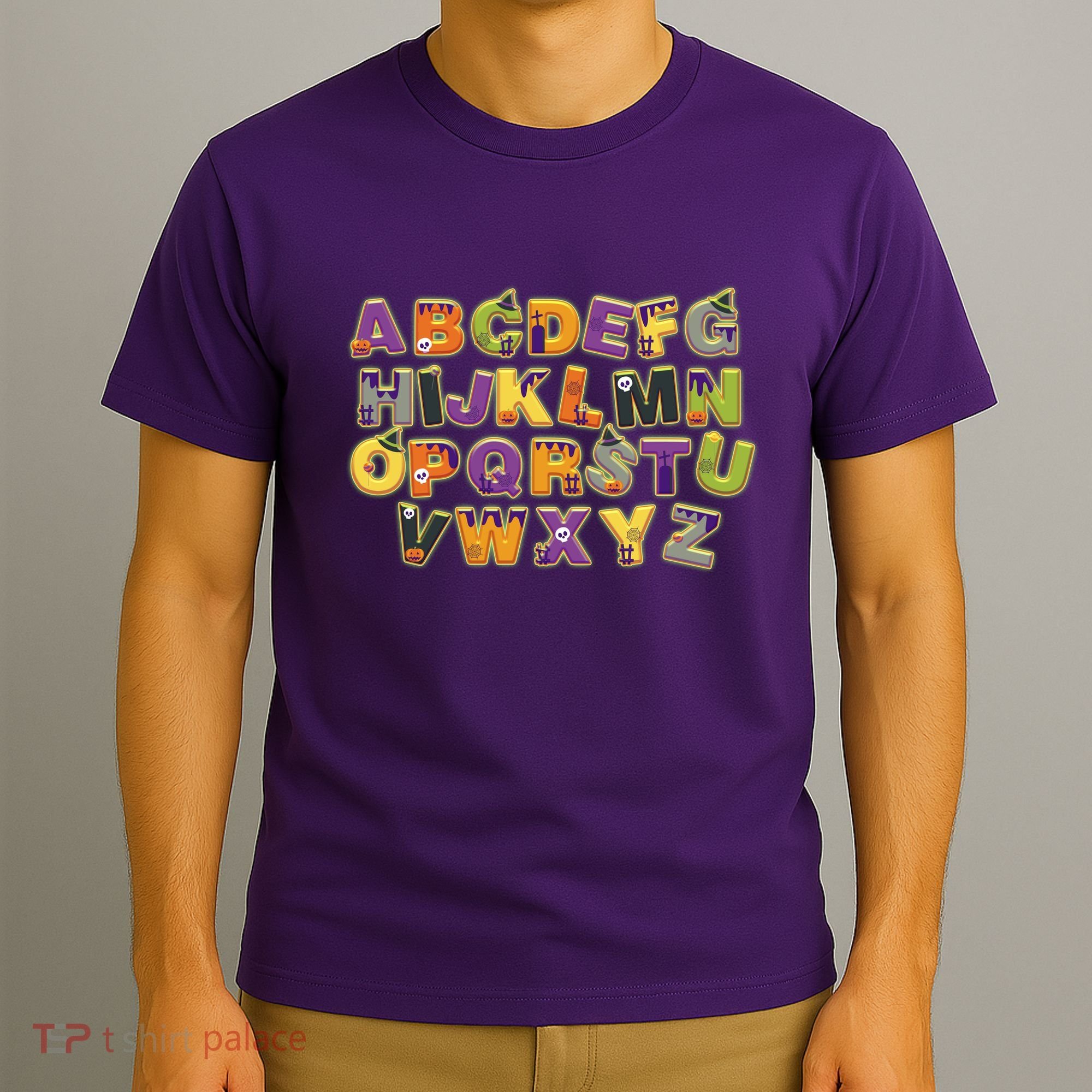 Funny Creepy Spooky Alphabet Letters T-Shirt