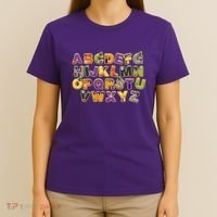 Funny Creepy Spooky Alphabet Letters T-Shirt thumb 4