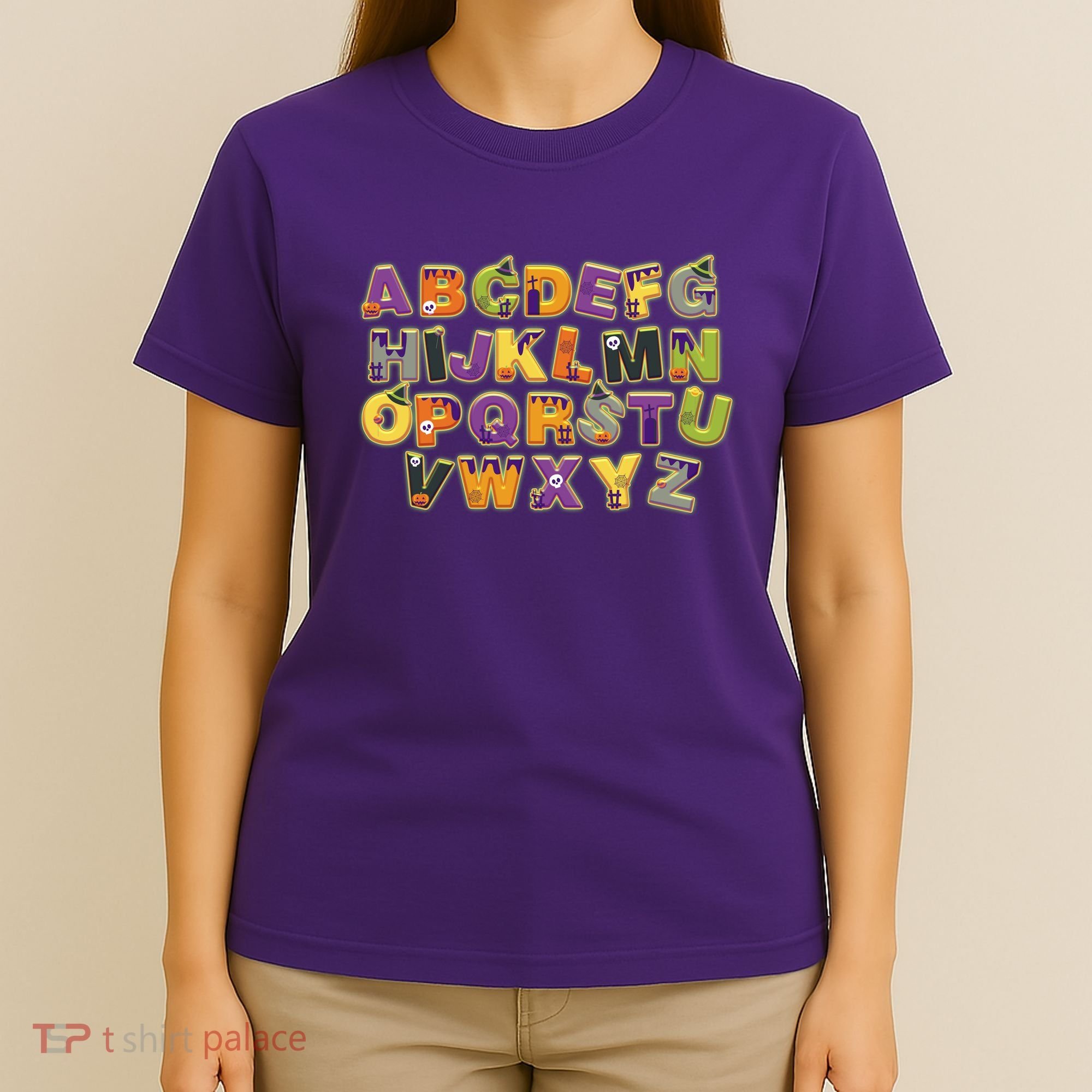 Funny Creepy Spooky Alphabet Letters T-Shirt