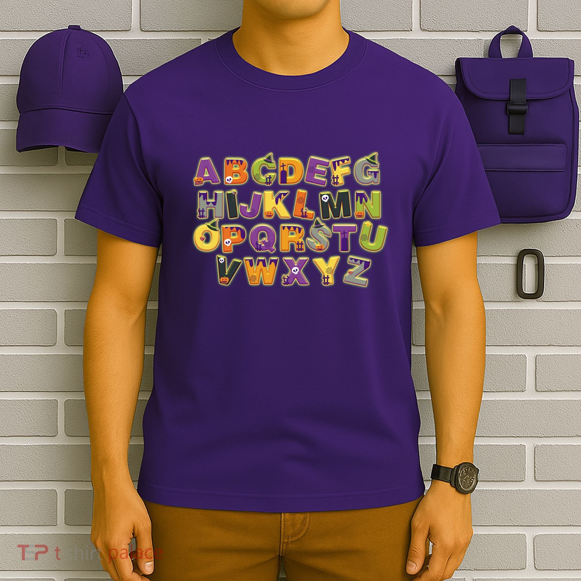 Funny Creepy Spooky Alphabet Letters T-Shirt