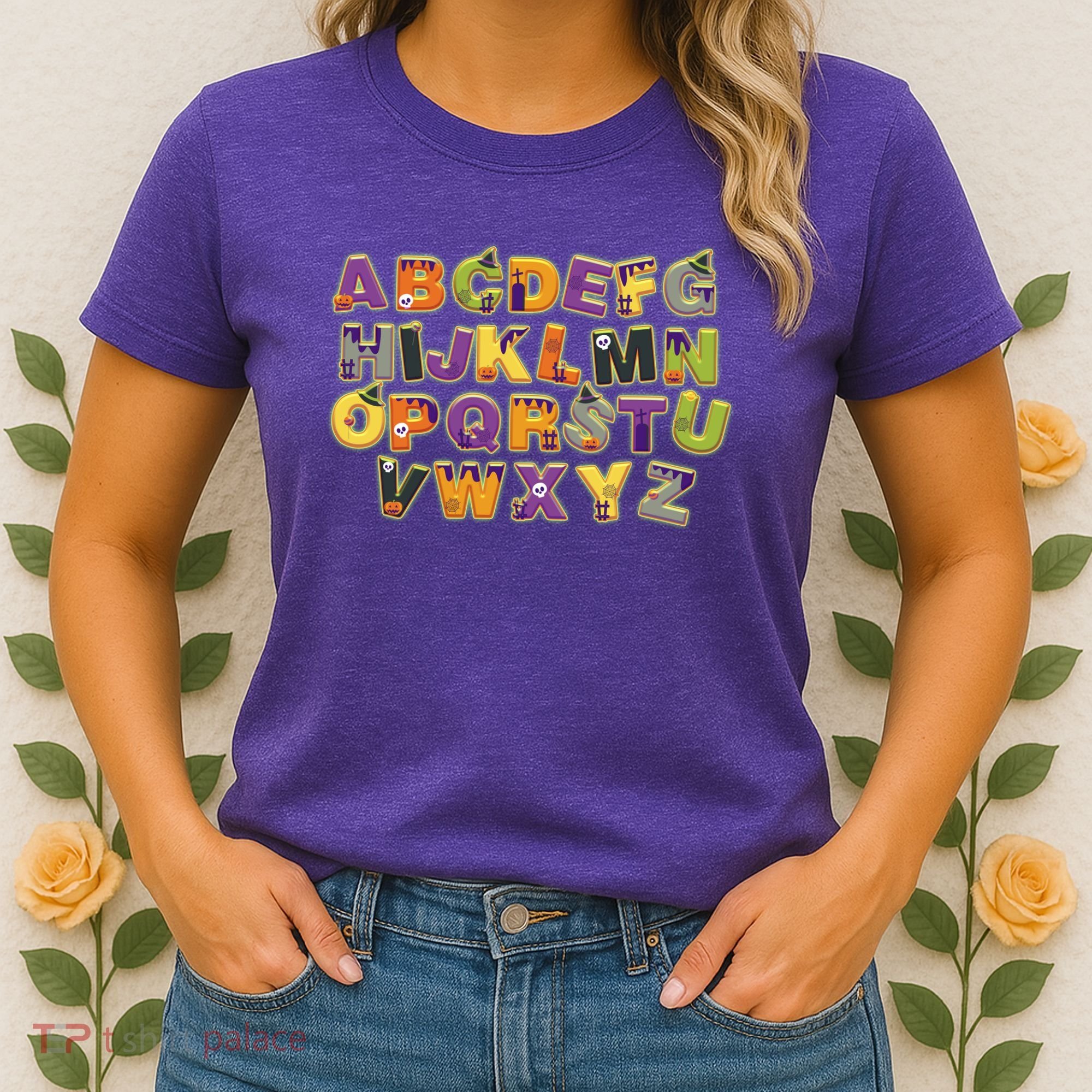 Funny Creepy Spooky Alphabet Letters Women's T-Shirt