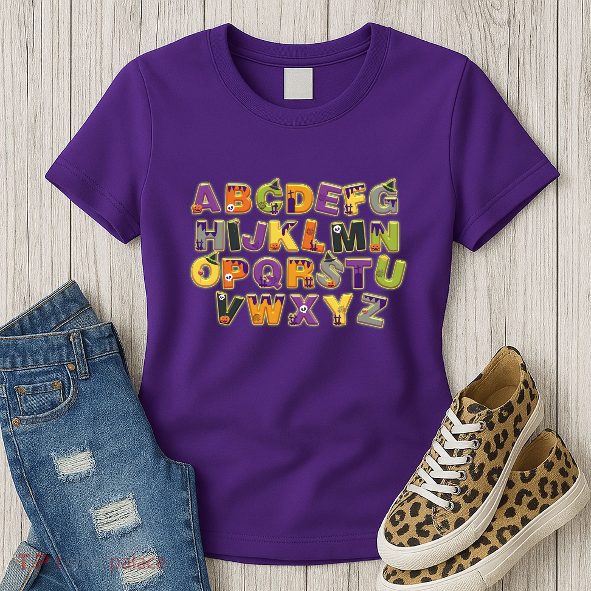 Funny Creepy Spooky Alphabet Letters Women's T-Shirt