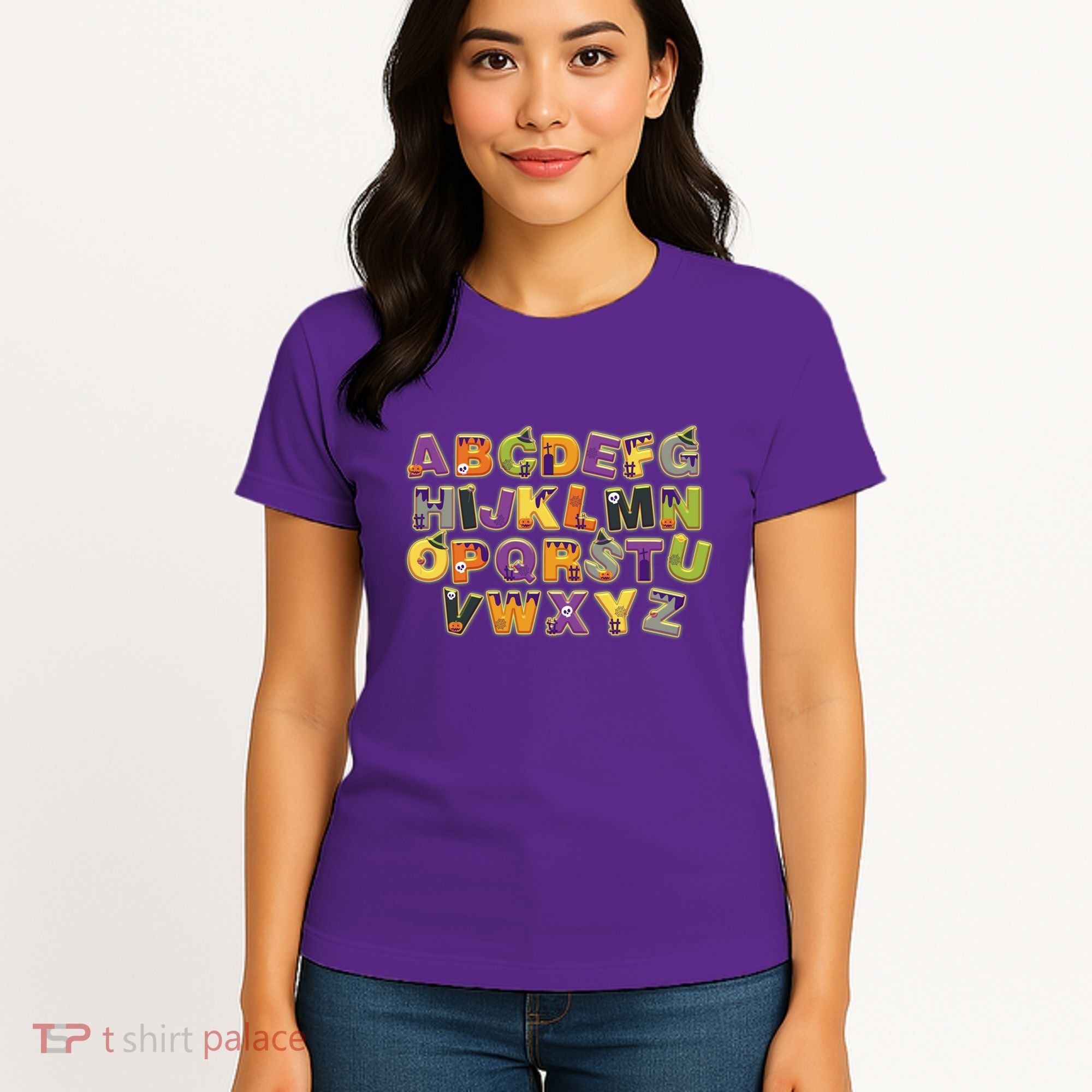 Funny Creepy Spooky Alphabet Letters Women's T-Shirt