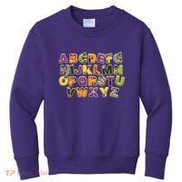Funny Creepy Spooky Alphabet Letters Kids Sweatshirt thumb 0
