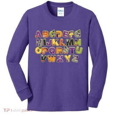 Funny Creepy Spooky Alphabet Letters Kids Long Sleeve Shirt