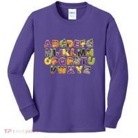 Funny Creepy Spooky Alphabet Letters Kids Long Sleeve Shirt thumb 0