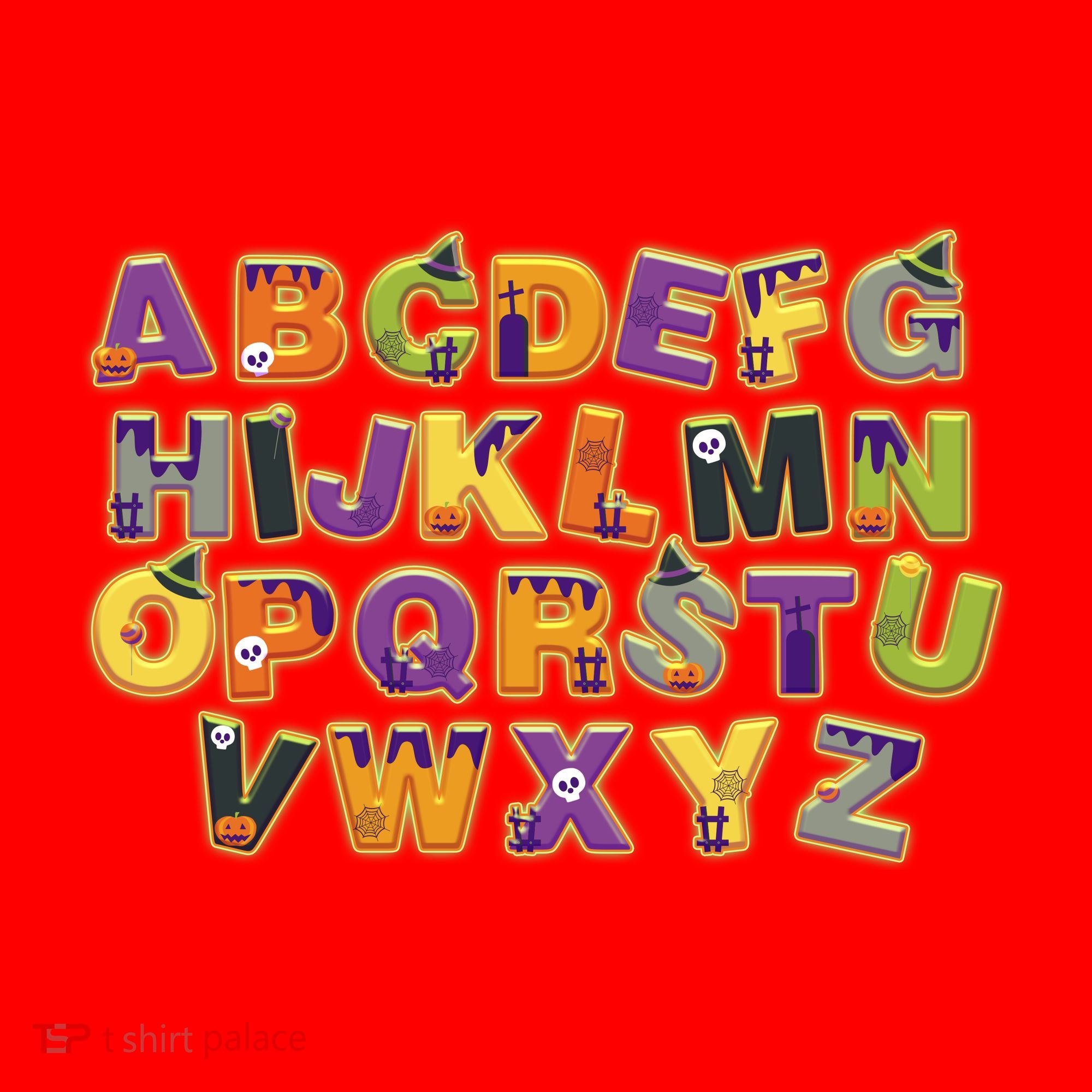 Funny Creepy Spooky Alphabet Letters Santa Hat